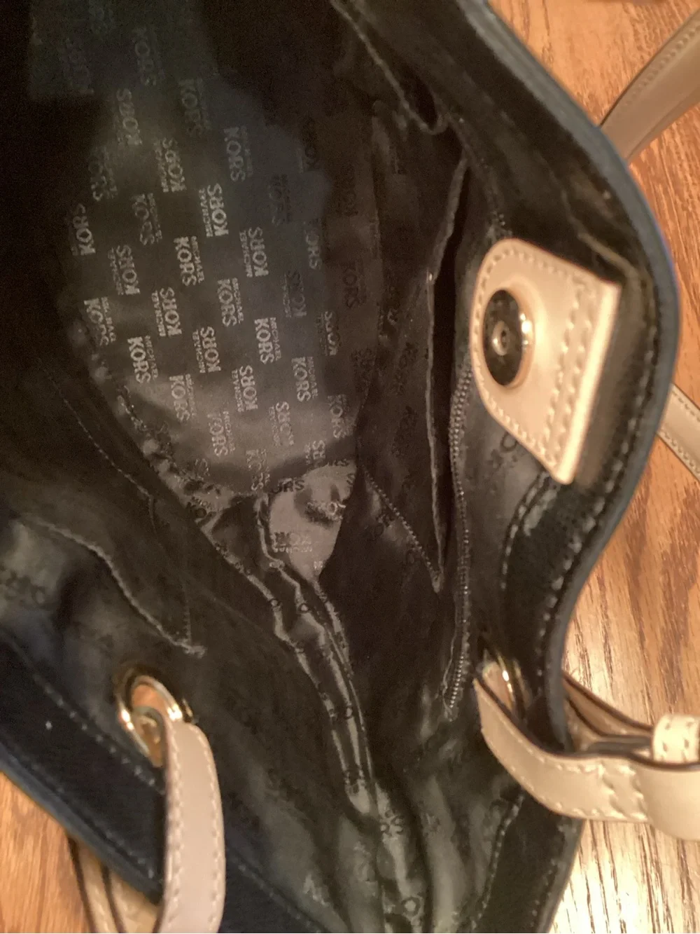 Michael Kors Black Tote with Cream Contrast Straps